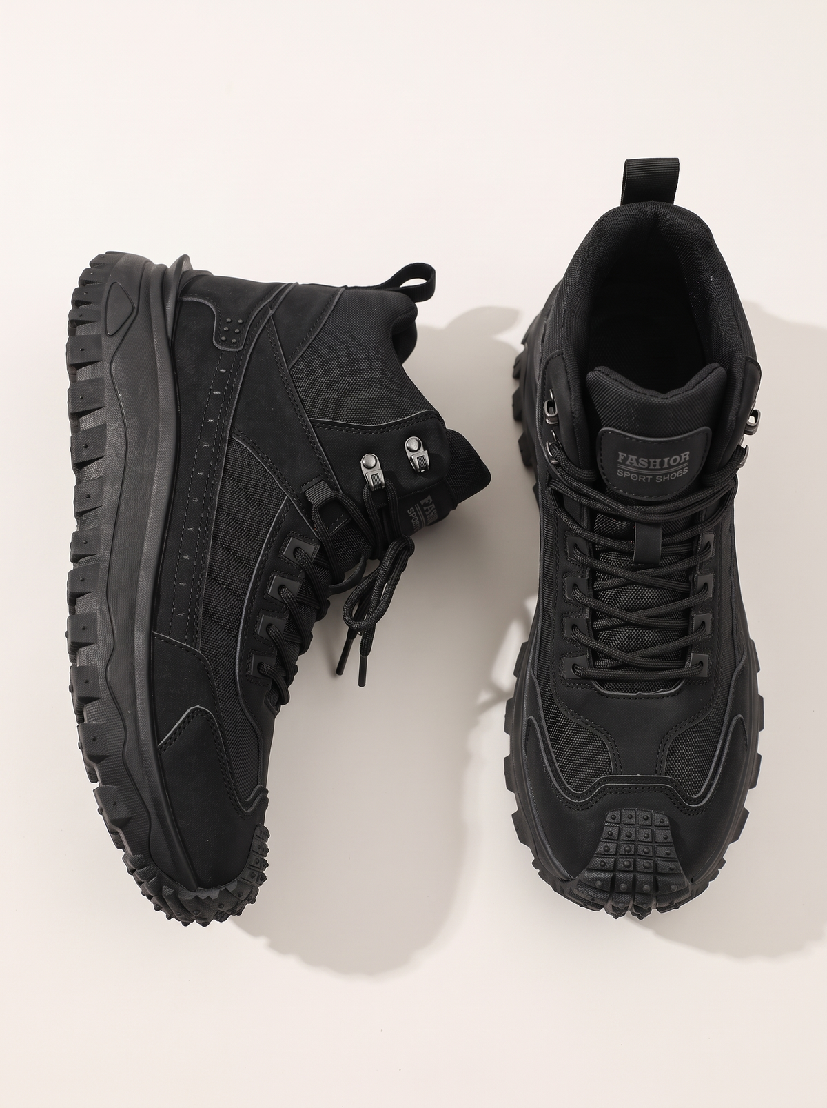 Men's High-Top Hiking Boots - Black - flat lay