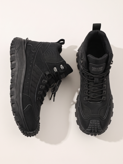 Men's High-Top Hiking Boots - Black - flat lay