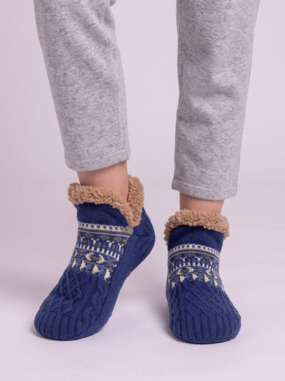 Sherpa Lined Slipper Socks - Blue - detail