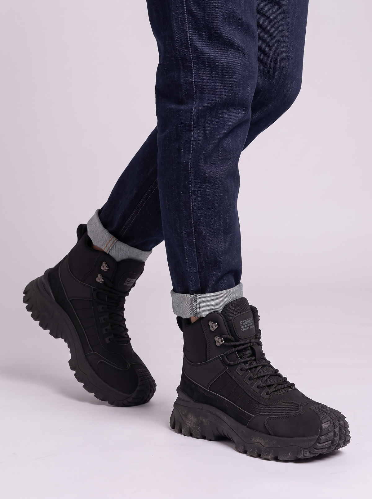 Men's High-Top Hiking Boots - Black - detail