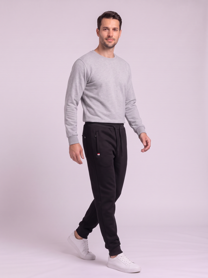 Men's Sherpa Lined Fleece Joggers - Black Jogger - side