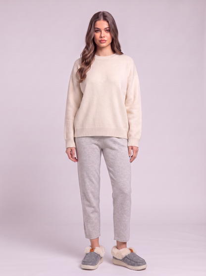 Fluffy Collar Platform Slippers - Gray
