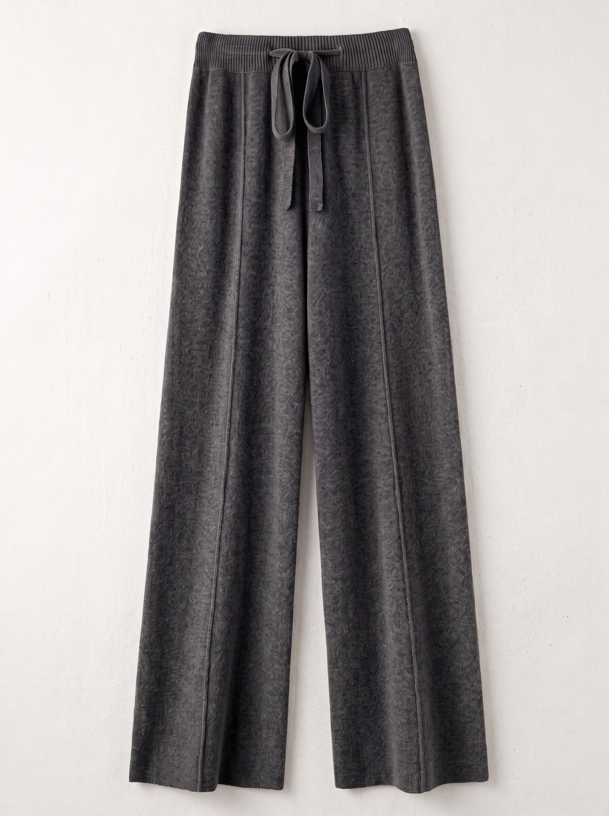 Knit Wide Leg Trousers - Dark Grey - flat lay