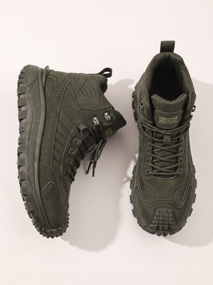 Men's High-Top Hiking Boots - Army Green - flat lay