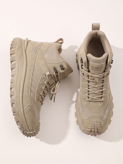 Men's High-Top Hiking Boots - Beige - flat lay