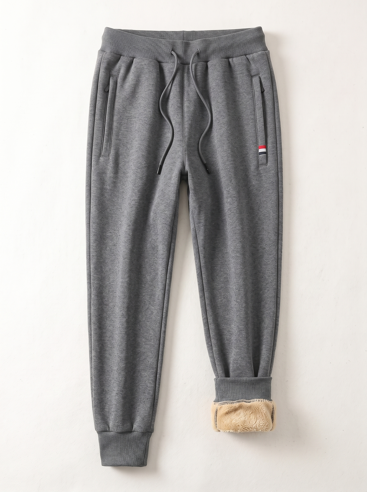 Men's Sherpa Lined Fleece Joggers - Grey Jogger - flat lay