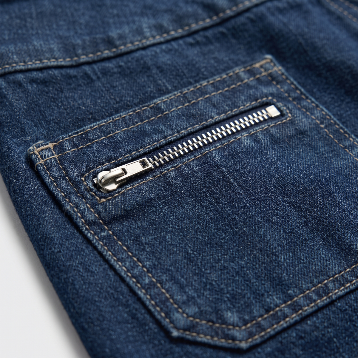 High-Waisted Wide-Leg Jeans with Zippered Pockets - Dark Blue - close-up