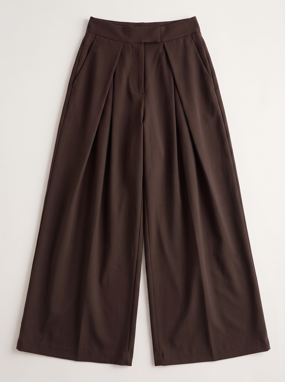 High-Waisted Pleated Wide-Leg Pants - Gray - flat lay
