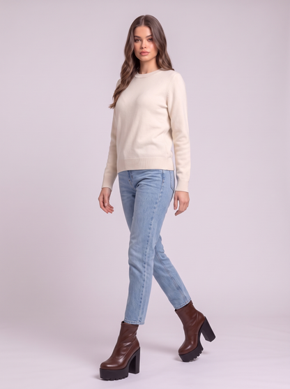 Chunky Platform High Heel Ankle Boots - Light Brown - walking