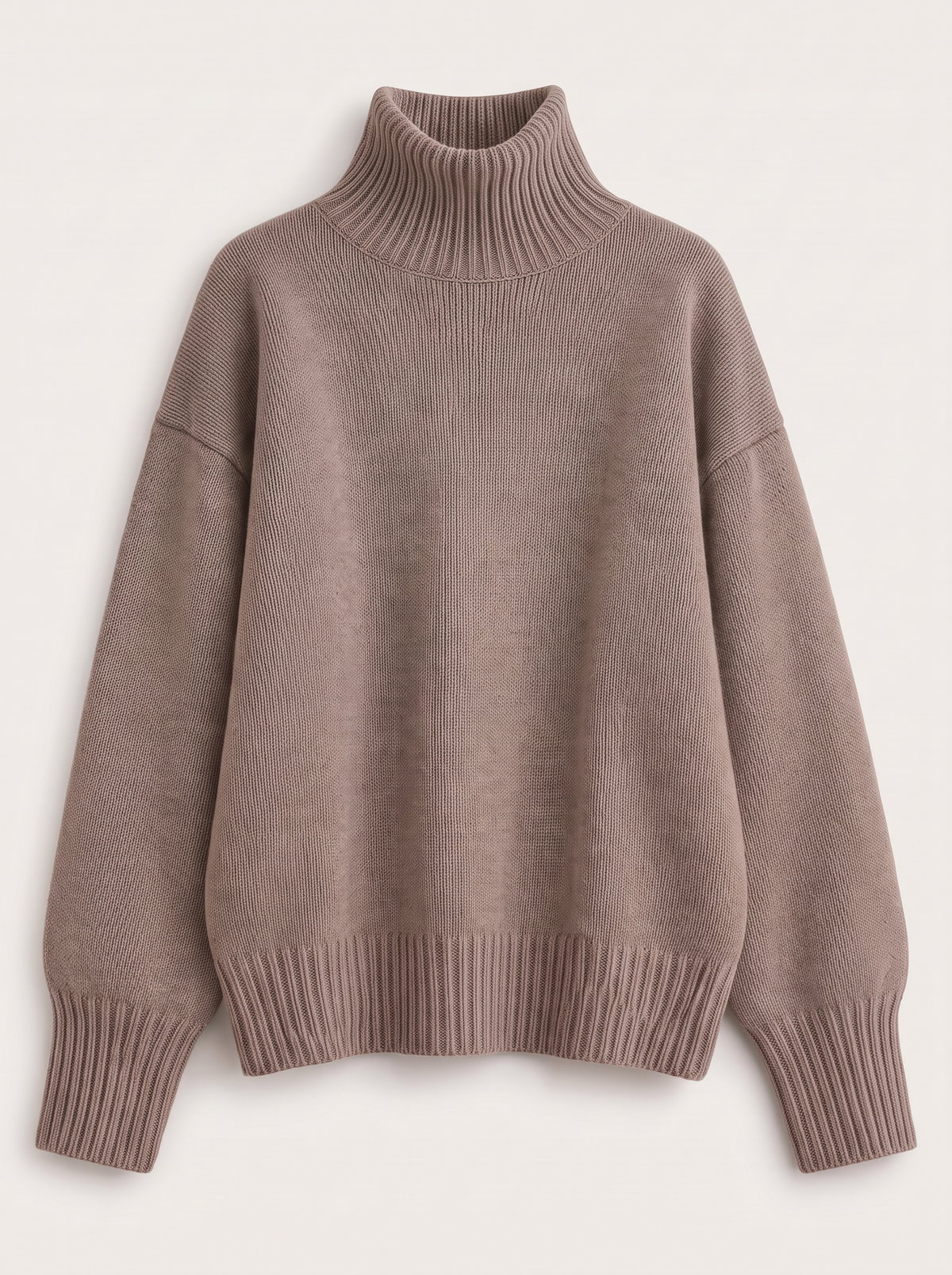 Turtleneck Dropped Shoulder Sweater - Coffee - flat lay