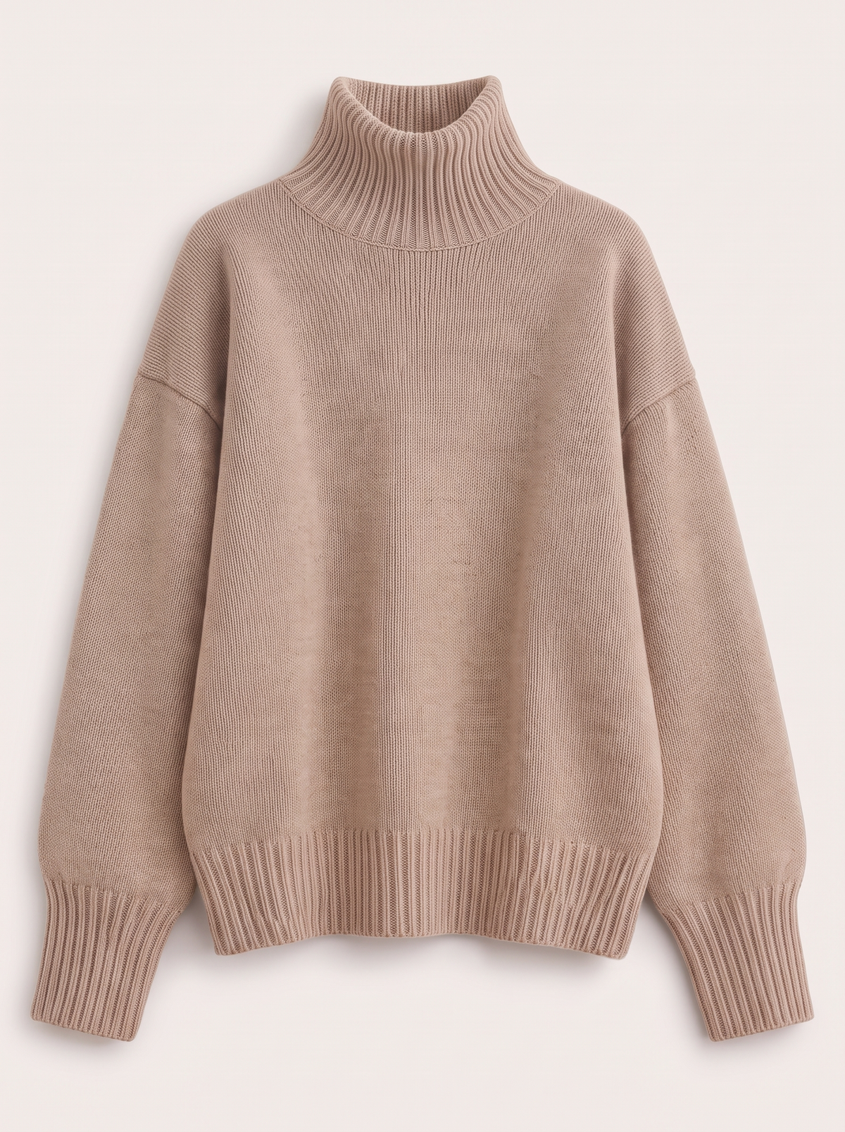 Turtleneck Dropped Shoulder Sweater - Camel - flat lay