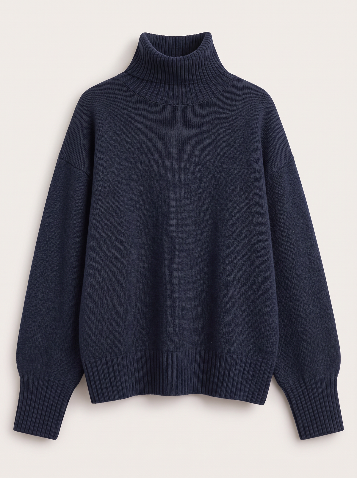 Turtleneck Dropped Shoulder Sweater - Navy - flat lay