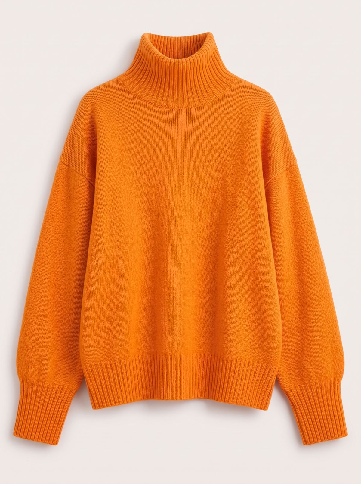 Turtleneck Dropped Shoulder Sweater - Orange - flat lay