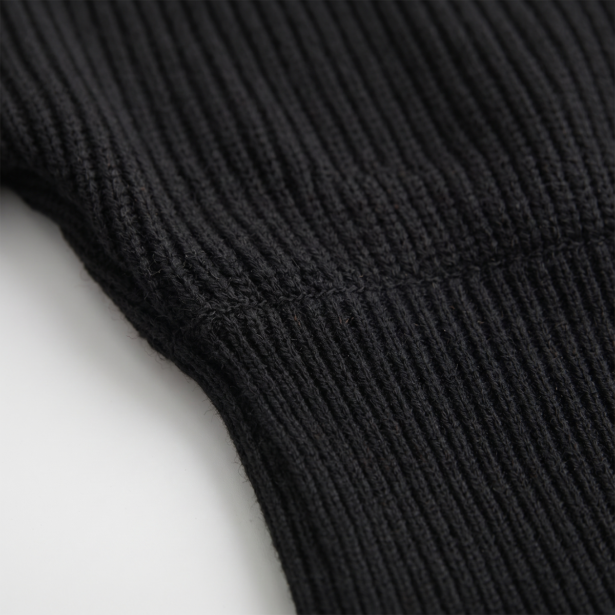 Off-the-Shoulder Cropped Rib Sweater - Black - close-up