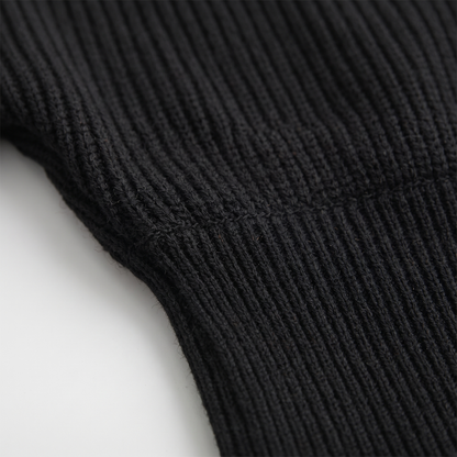 Off-the-Shoulder Cropped Rib Sweater - Black - close-up