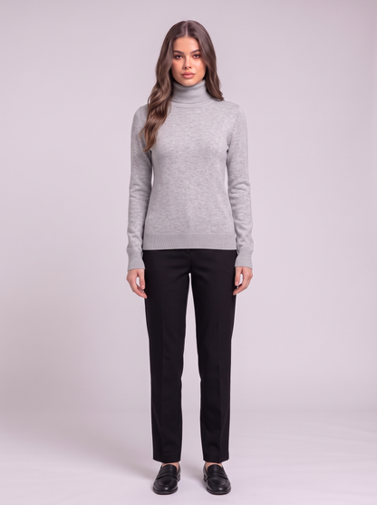 Cashmere-Blend Turtleneck Sweater - Gray