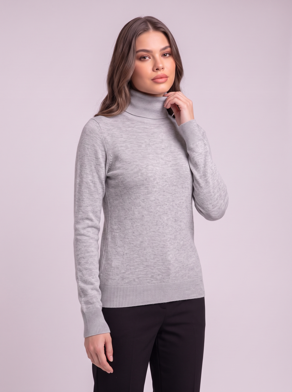 Cashmere-Blend Turtleneck Sweater - Gray - detail