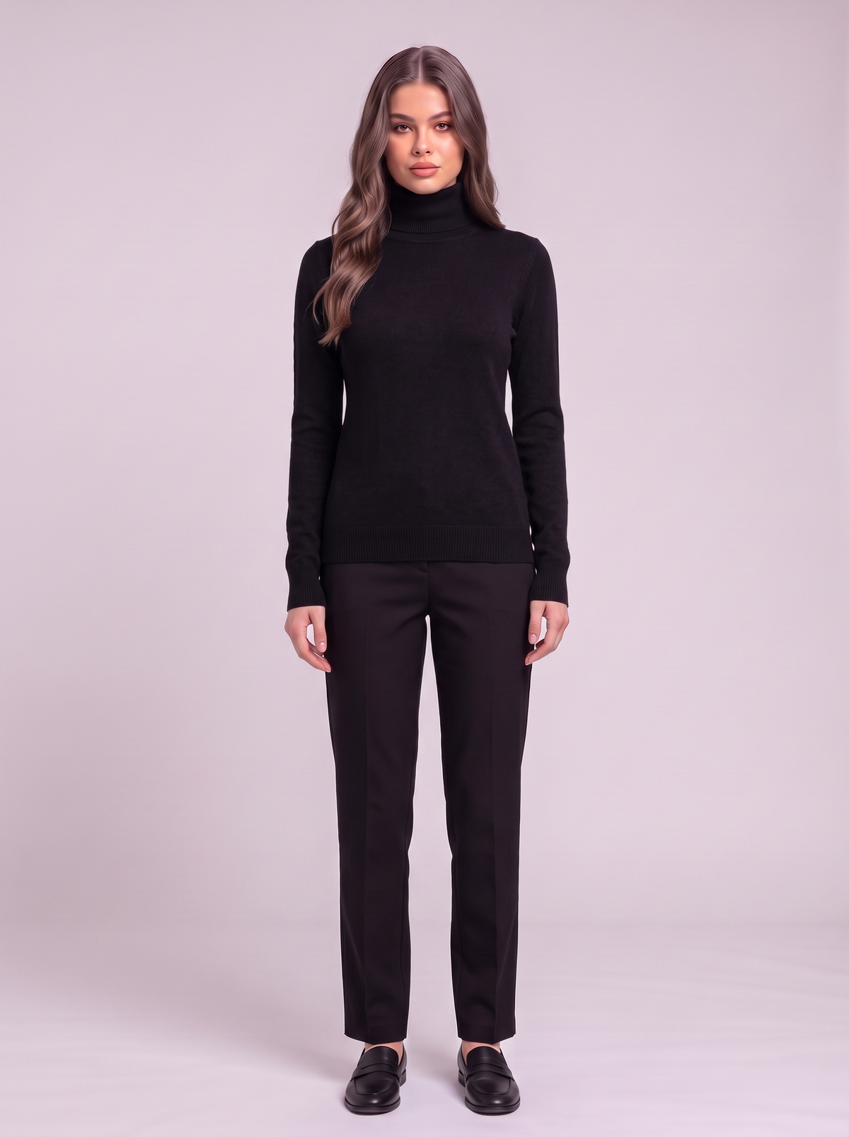 Cashmere-Blend Turtleneck Sweater - Black