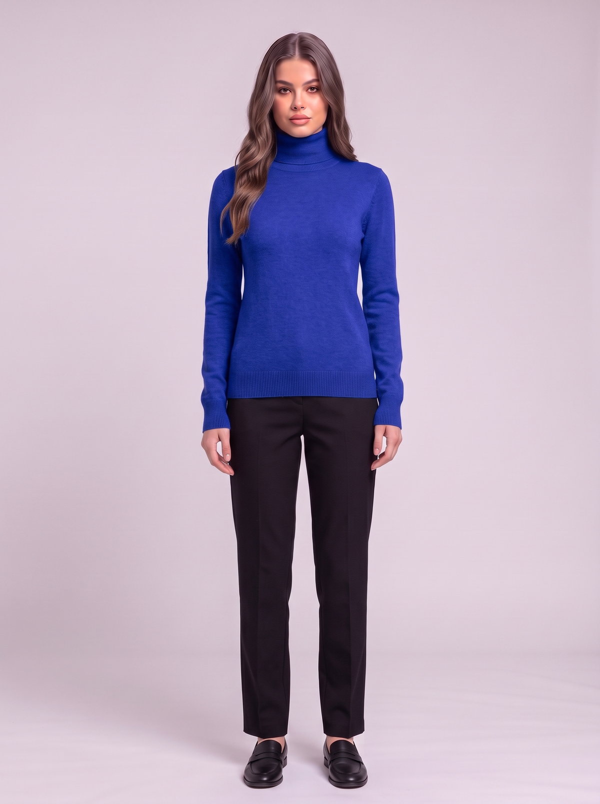 Cashmere-Blend Turtleneck Sweater - Blue