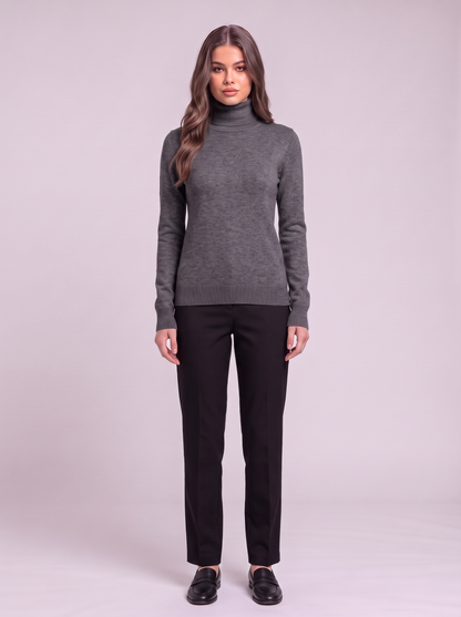 Cashmere-Blend Turtleneck Sweater - Dark Grey