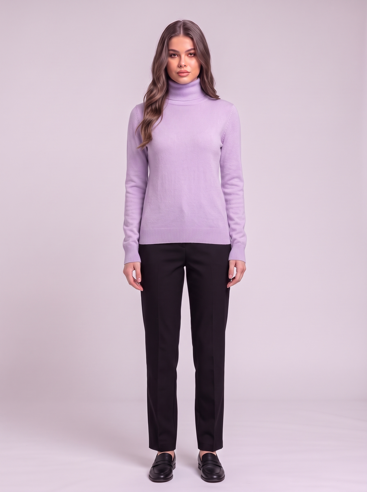 Cashmere-Blend Turtleneck Sweater - Lavender