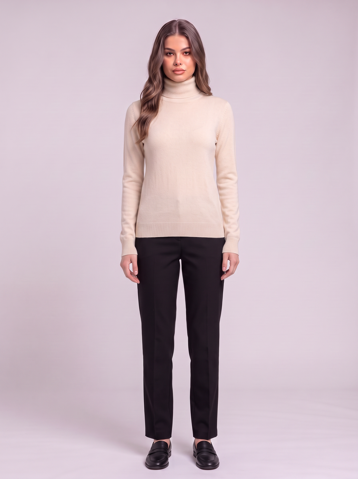 Cashmere-Blend Turtleneck Sweater - Beige