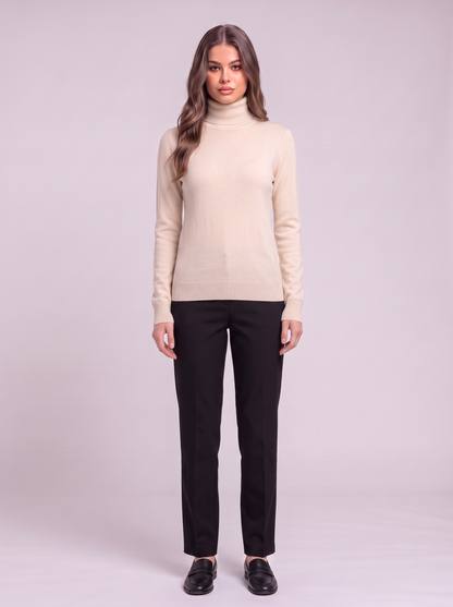 Cashmere-Blend Turtleneck Sweater - Beige