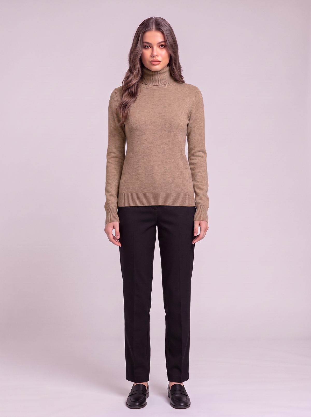 Cashmere-Blend Turtleneck Sweater - Brown