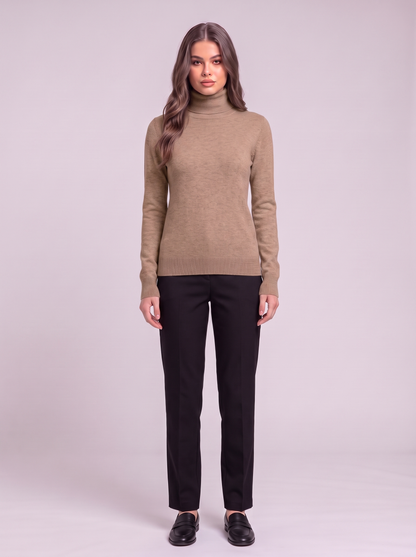 Cashmere-Blend Turtleneck Sweater - Brown