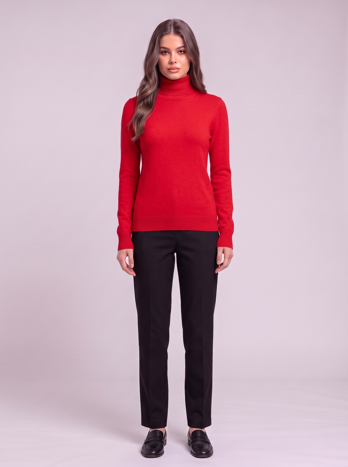 Cashmere-Blend Turtleneck Sweater - Red