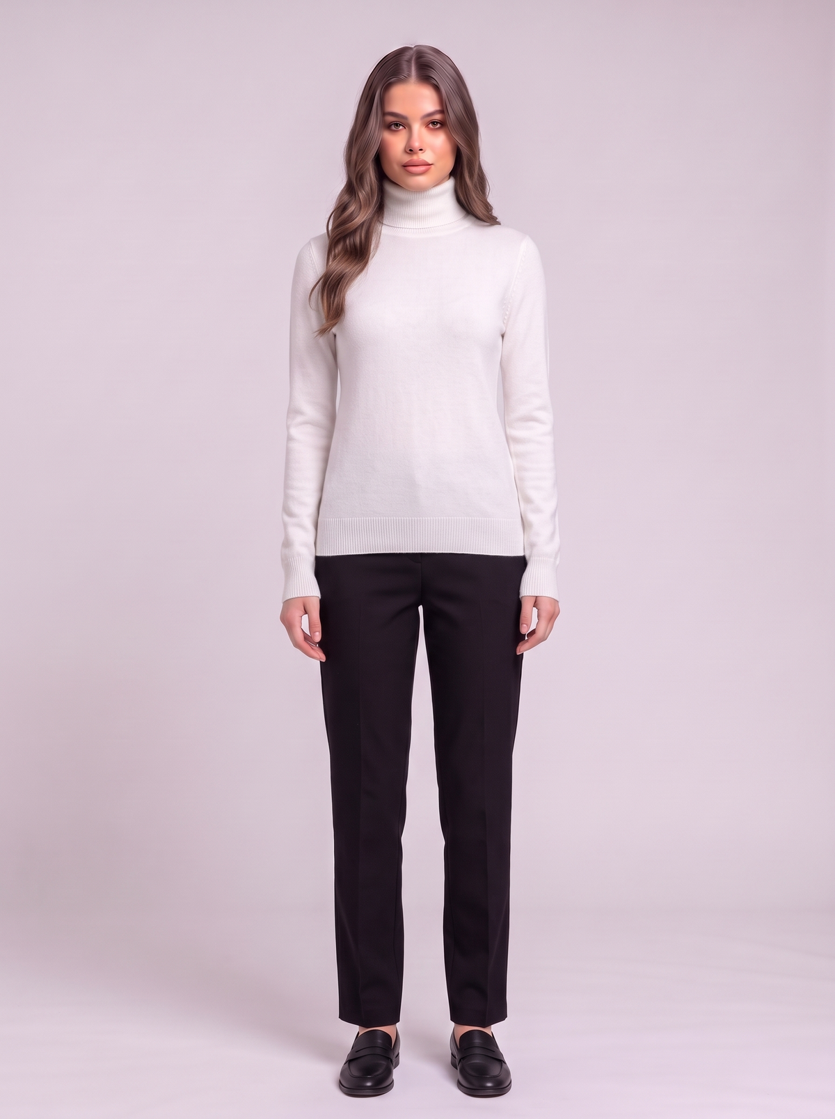 Cashmere-Blend Turtleneck Sweater - White