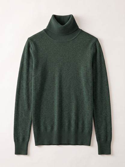 Cashmere-Blend Turtleneck Sweater - Green - flat lay