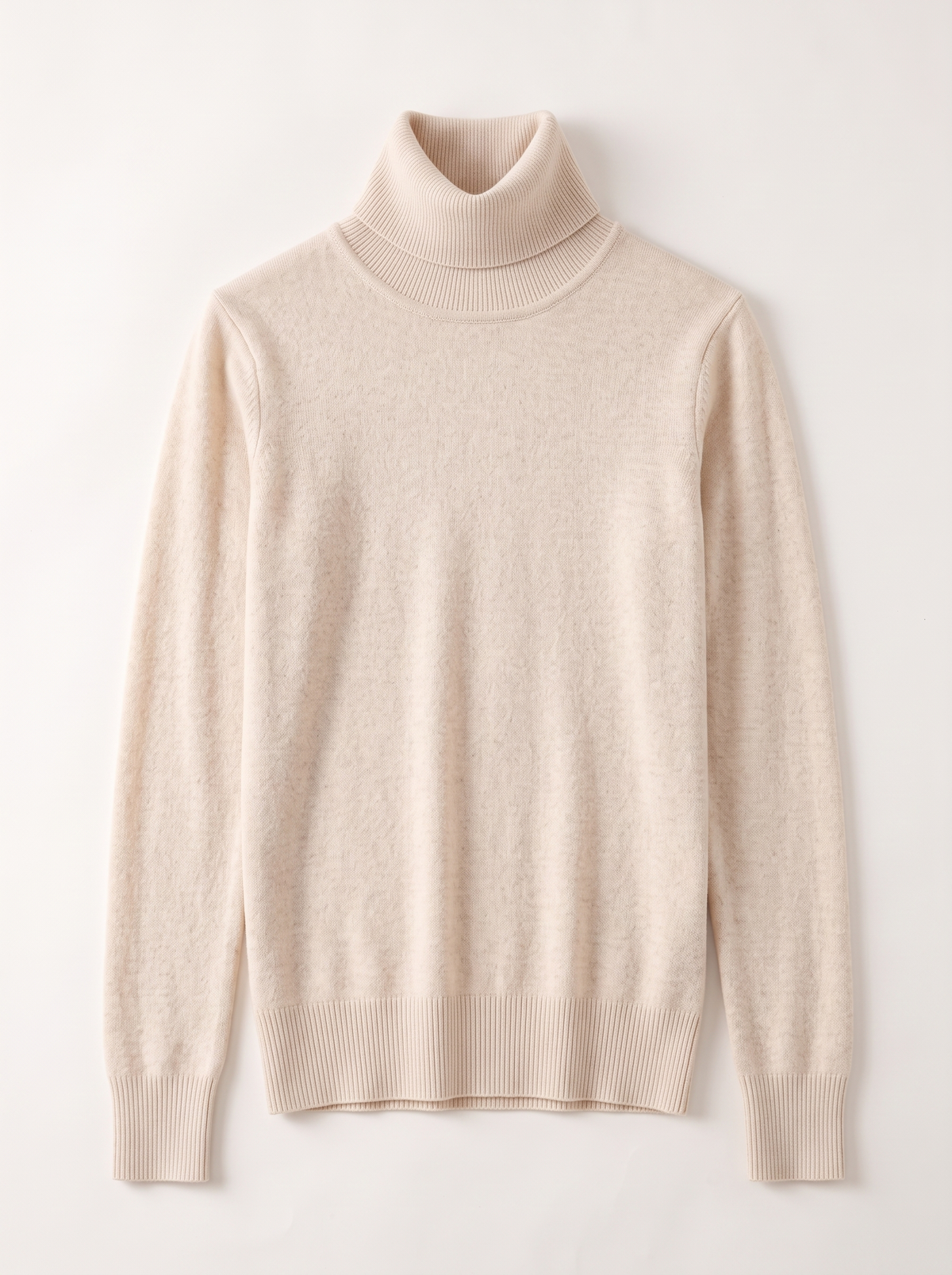 Cashmere-Blend Turtleneck Sweater - Beige - flat lay
