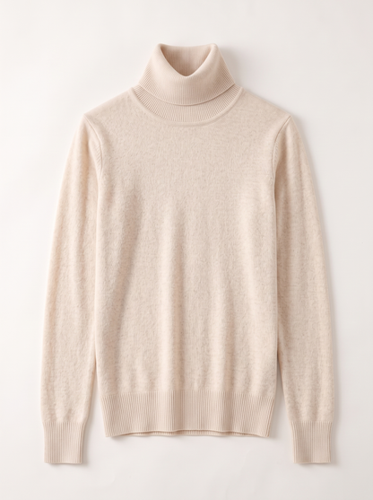 Cashmere-Blend Turtleneck Sweater - Beige - flat lay