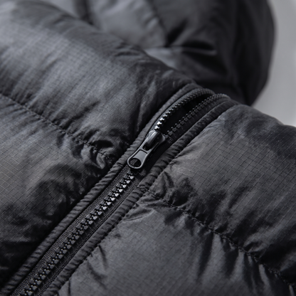 Hooded Padded Cotton Puffer Jacket - Black - close-up