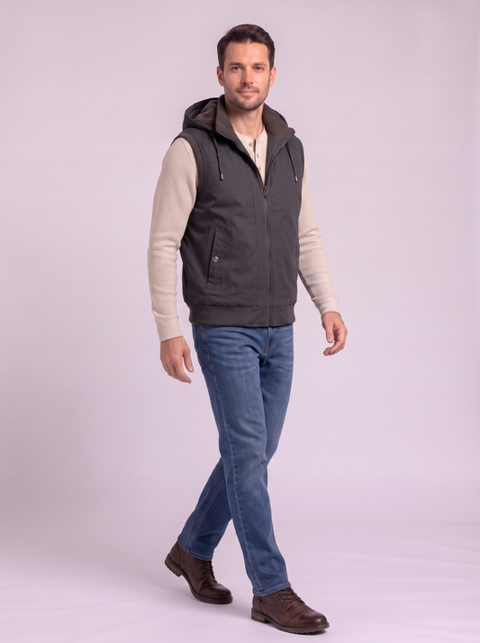 Reversible Sherpa Padded Gilet Vest - Black - side