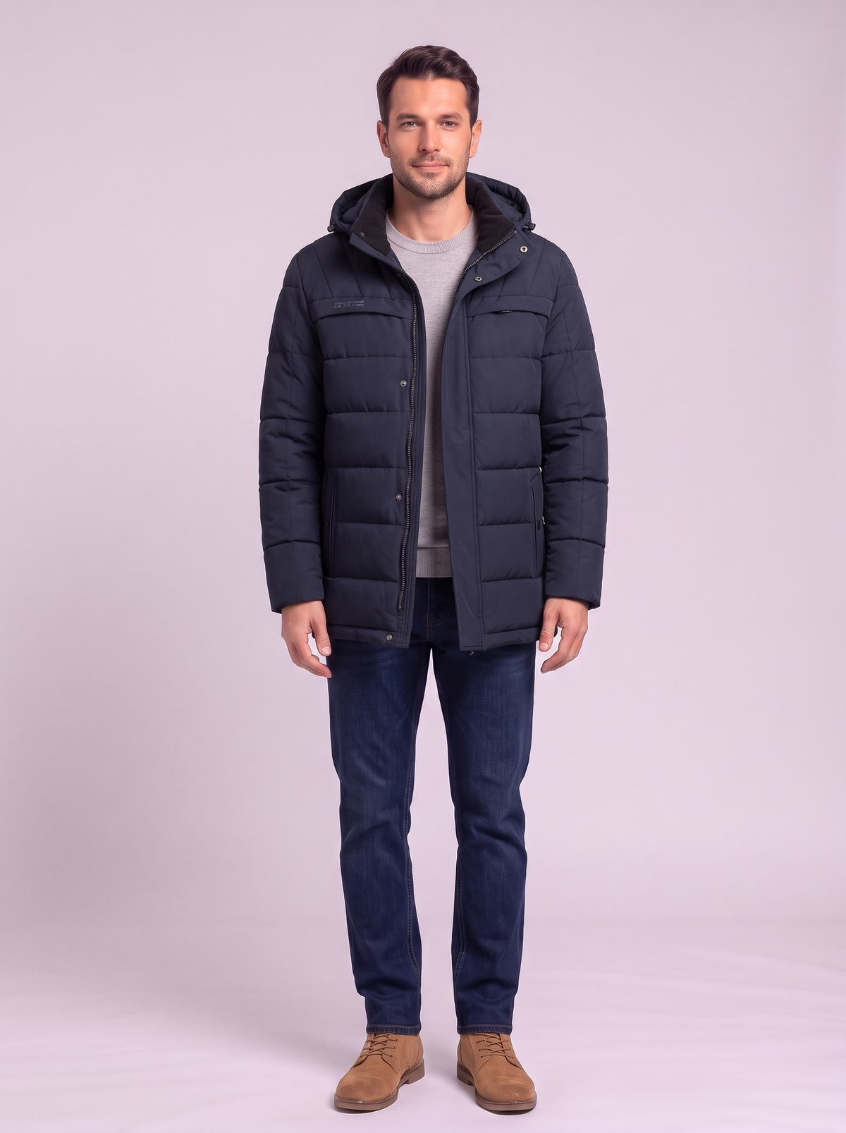 Fleece Lined Hooded Military Cargo Parka - 8208 Blue