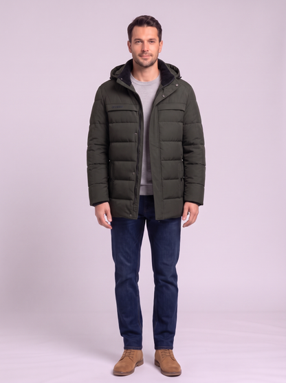 Fleece Lined Hooded Military Cargo Parka - 8208 Army Green