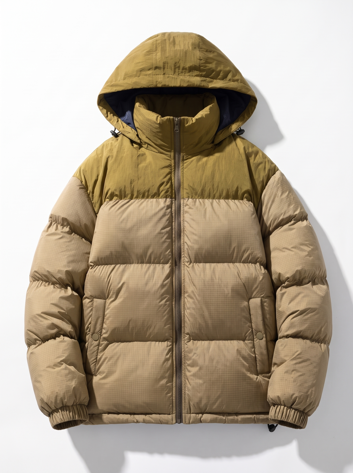 Hooded Padded Cotton Puffer Jacket - Yellow - flat lay