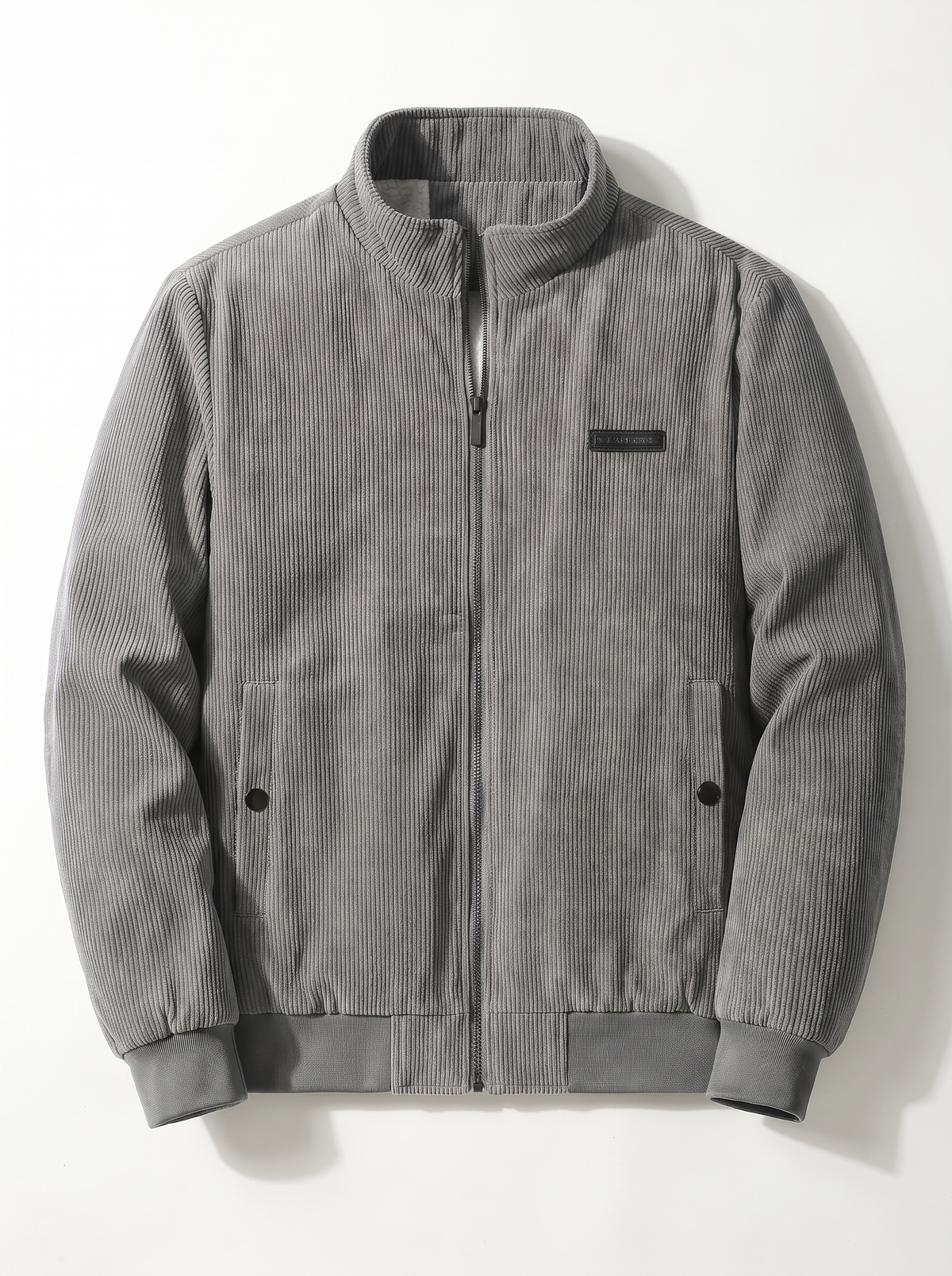 Fleece Lined Corduroy Hooded Parka - Gray - flat lay