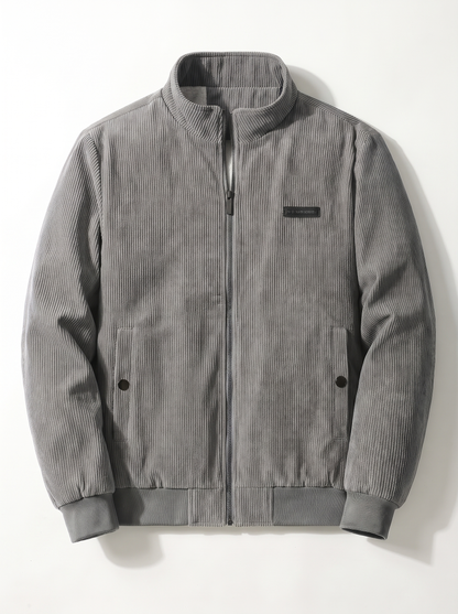 Fleece Lined Corduroy Hooded Parka - Gray - flat lay