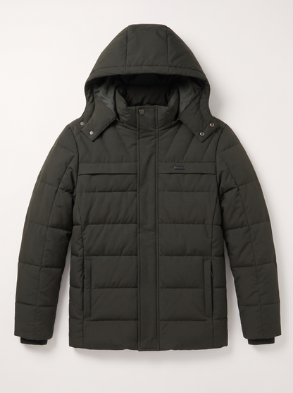 Fleece Lined Hooded Military Cargo Parka - 8208 Army Green - flat lay