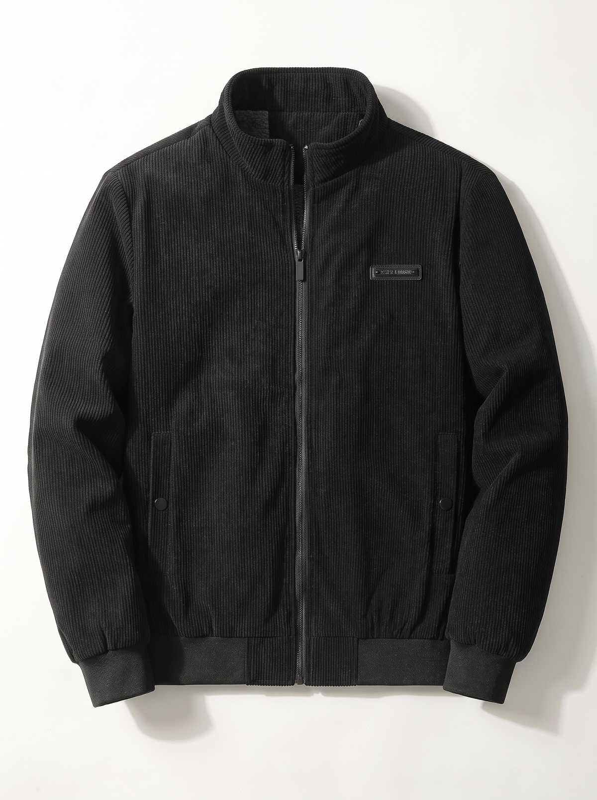 Fleece Lined Corduroy Hooded Parka - Black - flat lay