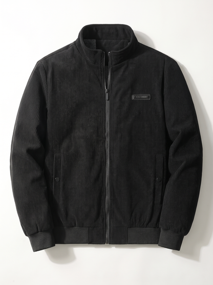 Fleece Lined Corduroy Hooded Parka - Black - flat lay