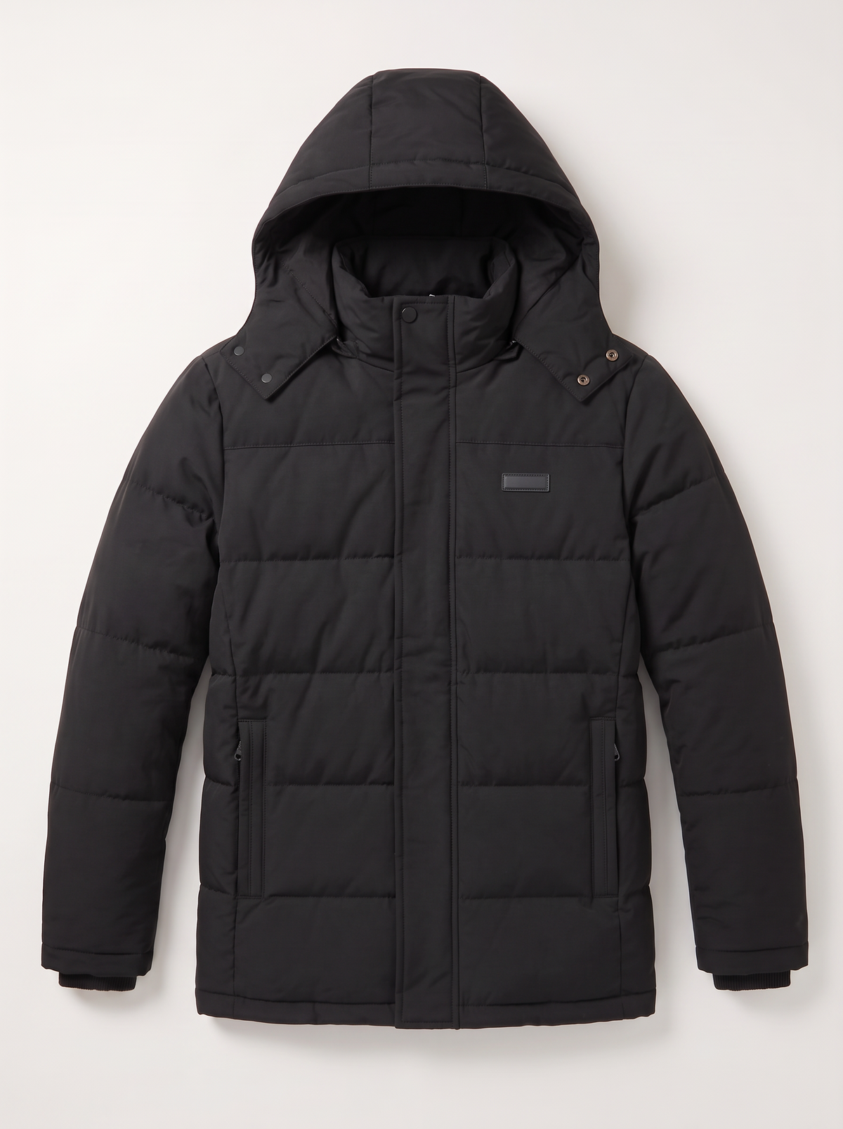 Fleece Lined Hooded Military Cargo Parka - 8208 Black - flat lay