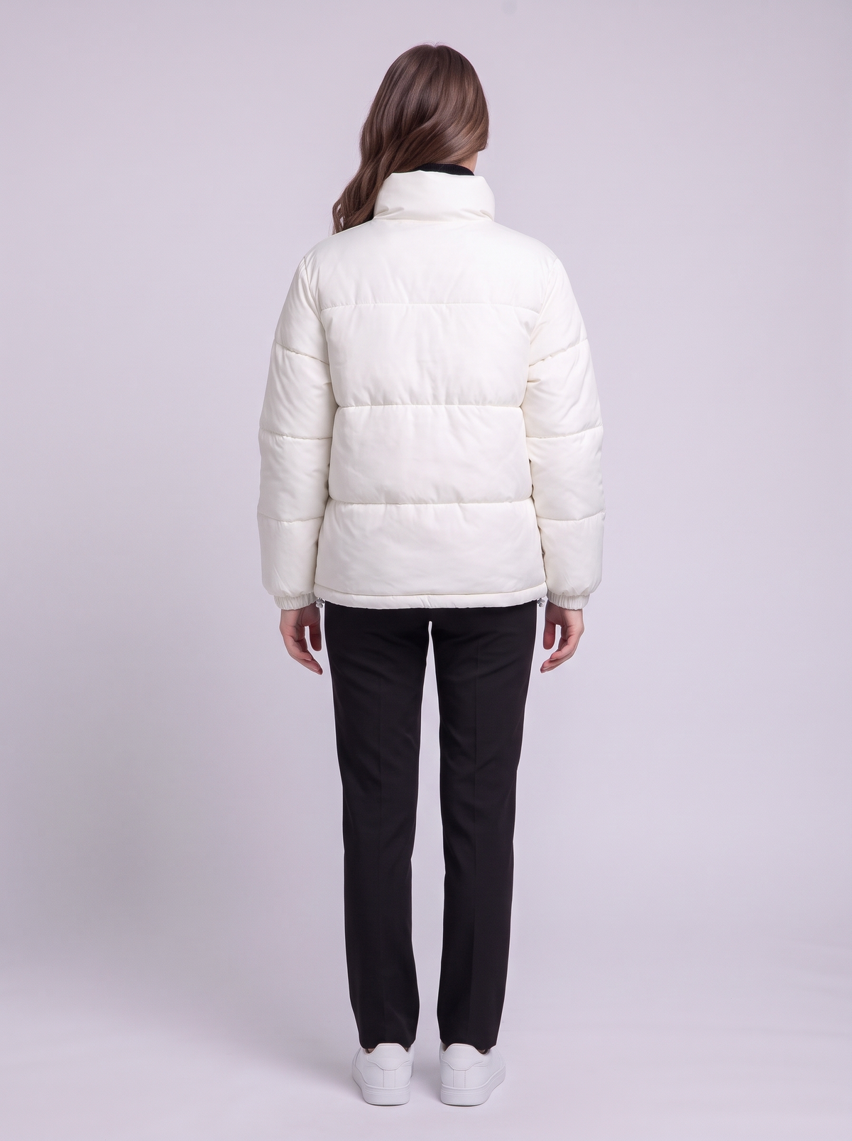 Stand Collar Puffer Jacket - White - back
