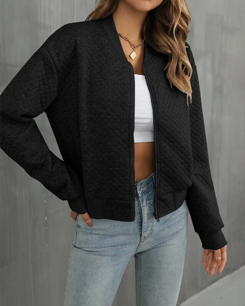 Wearclo | Women's Quilted Bomber Jacket with Zipper