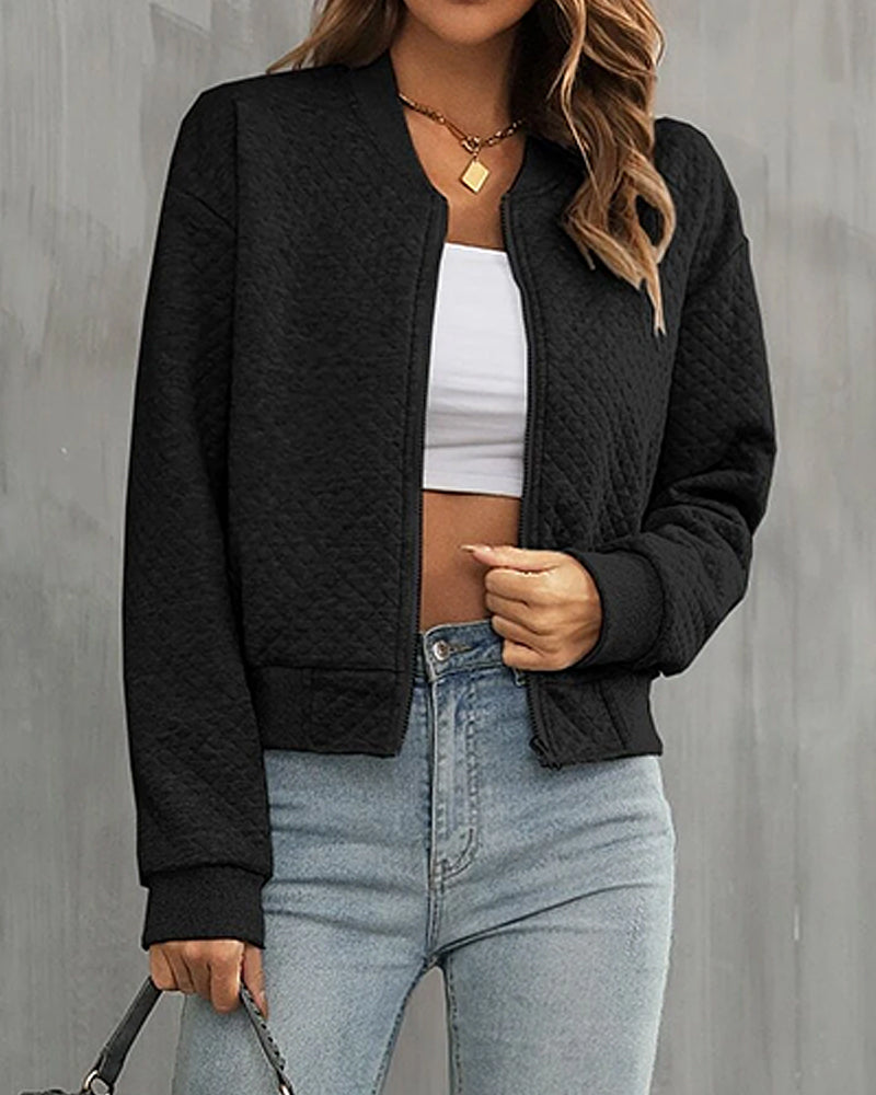 Wearclo | Women's Quilted Bomber Jacket with Zipper