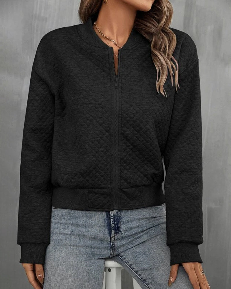 Wearclo | Women's Quilted Bomber Jacket with Zipper